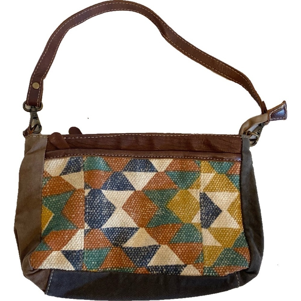 Mayra Bag Brown Leather Southwestern Tapestry Boho Design Purse Shoulder Bag
